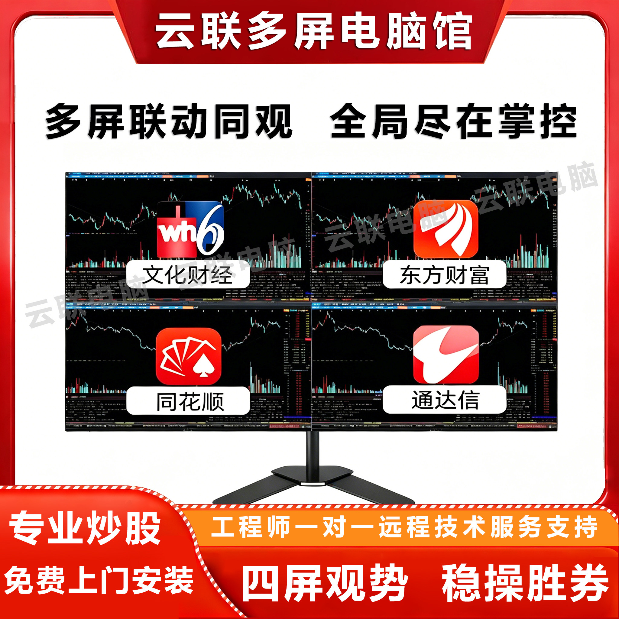 专业四屏炒股一机多屏4屏六屏电脑金融炒股证券外汇期货8屏幕主机