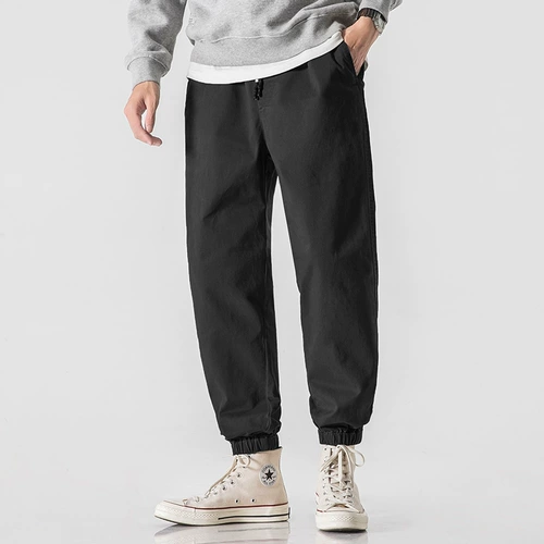 Осенние трендовые летние штаны для отдыха, свободный прямой крой, на шнурках