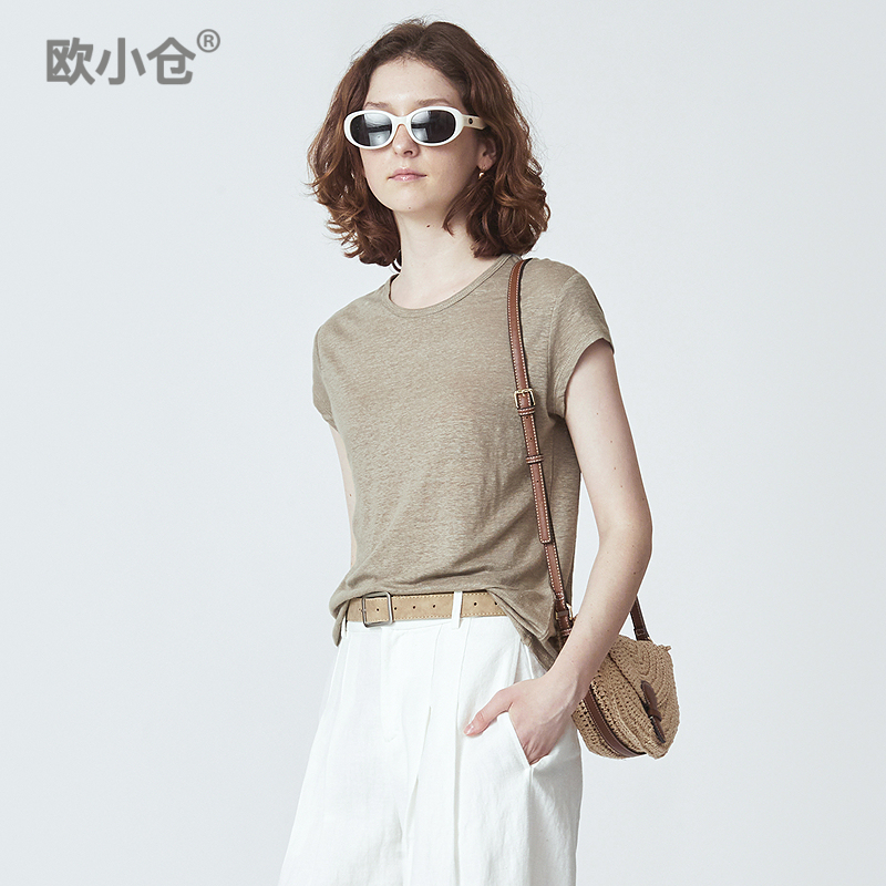 OXC/欧小仓ins博主轻薄垂感圆领T恤 舒爽不粘腻亚麻短袖体恤