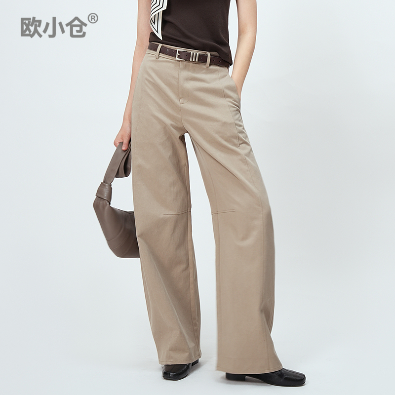 【胡可专属】欧小仓立体解构弯刀阔腿裤松弛感新疆长绒棉香蕉裤