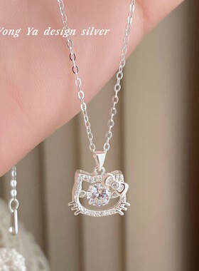 S925银HelloKitty项链小众设计感轻奢凯蒂猫气质锁骨链高级感颈链