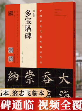 颜真卿多宝塔碑进阶版 (宋拓本 翁志飞临本) 视频全覆盖 欧体楷书毛笔字帖基础技法讲解临摹 四色彩印成人初学者书法自学基础教程