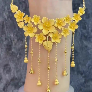 繁花似锦项链仿真黄金沙金花朵葫芦结婚三金订婚五金婚嫁高级感