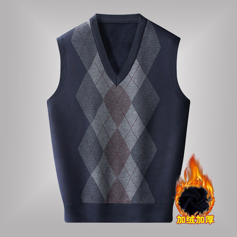 中老年男装新款加绒马甲冬季 V领加厚坎肩爸爸装毛织套头保暖背心,男装,背心,淘宝优惠券,粉丝福利购,淘宝优惠卷