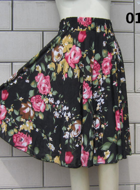 中老年女装2025夏季半身裙 冰丝碎花妈妈装广场舞裙子 松紧腰中裙