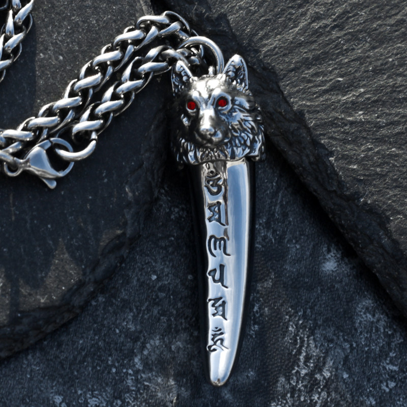 六字真言狼牙香水瓶项链男个性嘻哈潮人吊坠挂饰复古钛钢可装东西