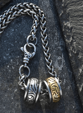 可转动雕花转运珠项链男