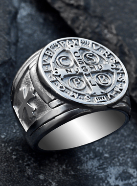 十字架男士文艺风钛钢学生戒指