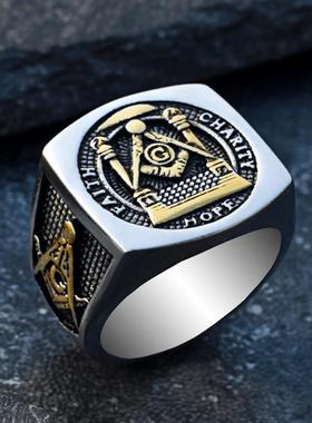 共济会戒指潮人嘻哈hiphop街头