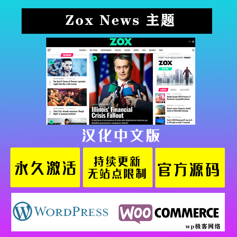 Zox News WP主题 Wordpress 新闻杂志CMS响应式网站模板