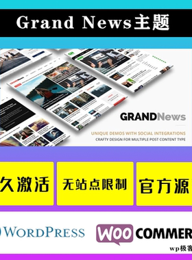 Grand News 中文版 WP主题Wordpress 杂志新闻博客响应式网站模板