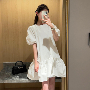 法式 小个子白色泡泡袖 爆款 连衣裙子女夏季 高级感穿搭短裙 2025新款