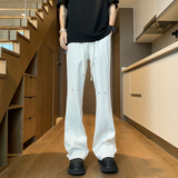 26港风铆钉垂感冰丝喇叭西裤加长休闲裤直播品控504-K812-P55控79，男装西裤，星座504