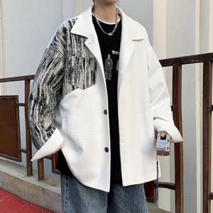25港风新款杂染迷彩拼接工装夹克外套潮504-W630-P65控88图片