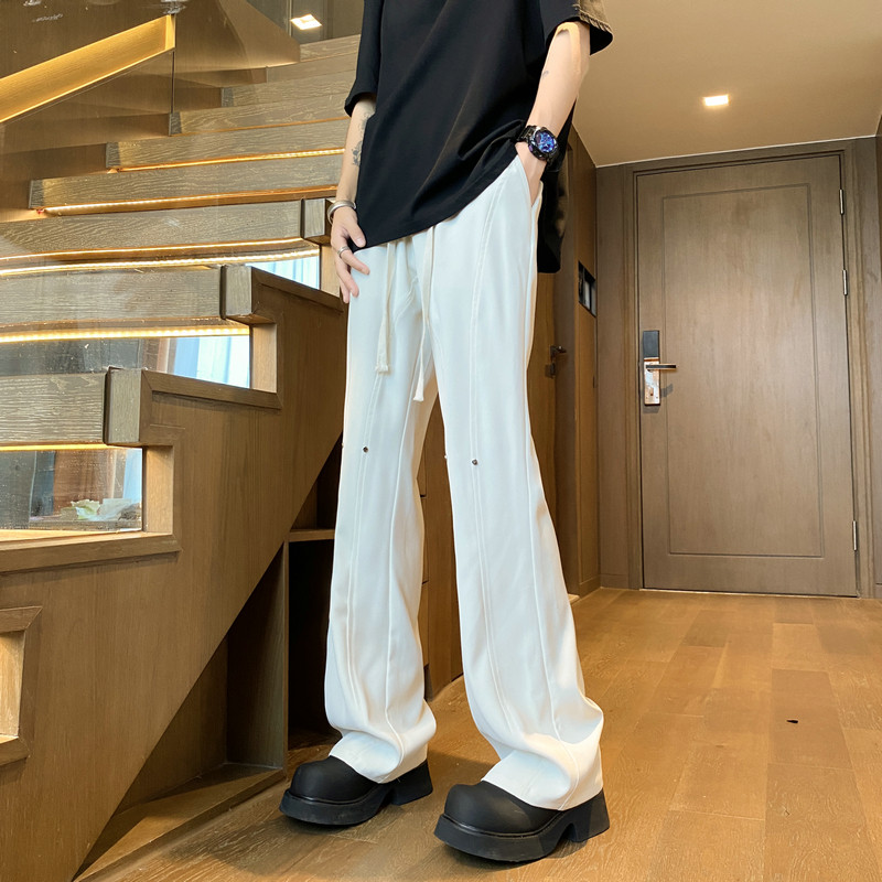 26港风铆钉垂感冰丝喇叭西裤加长休闲裤直播品控504-K812-P55控79，男装西裤，星座504