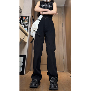 26新款学生男女微喇叭弧形拼接牛仔裤504-K806-P55控79图片
