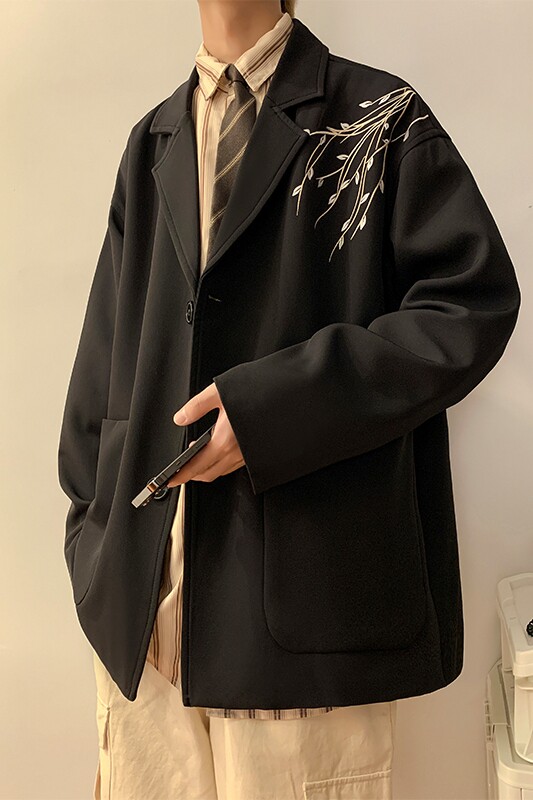 24新中式风刺绣小西装潮流小众外套504-W23-P85控108,男装西服套装,星座504