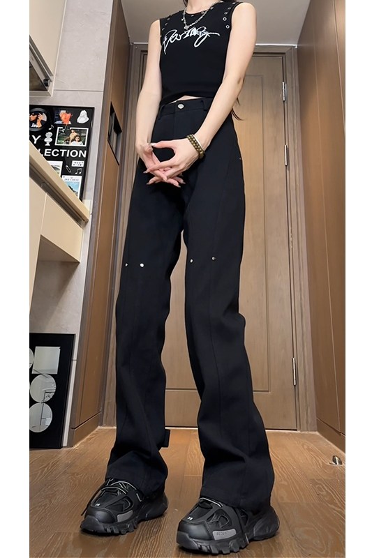 26新款学生男女微喇叭弧形拼接牛仔裤504-K806-P55控79,男装牛仔裤,星座504