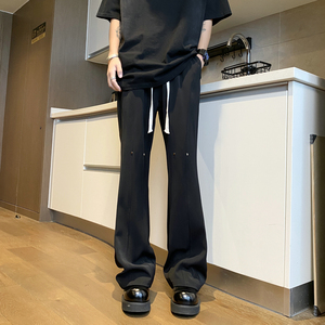 26港风铆钉垂感冰丝喇叭西裤加长休闲裤直播品控504-K812-P55控79图片
