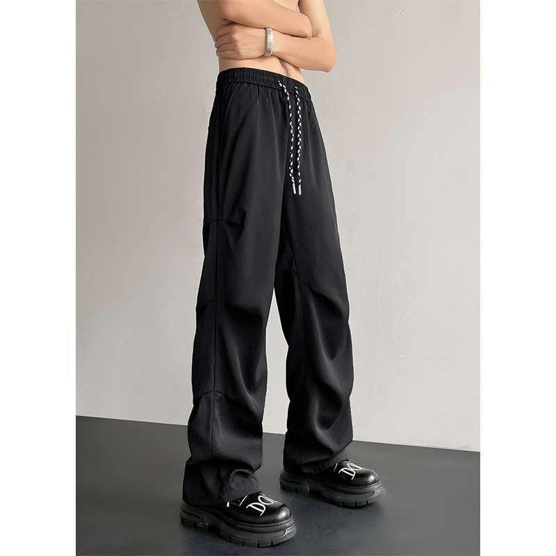 26新款褶皱垂感直筒小西裤休闲裤直播长裤潮504-K173-P55控78，男装西裤，星座504