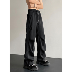 26新款褶皱垂感直筒小西裤休闲裤直播长裤潮504-K173-P55控78，男装西裤，星座504