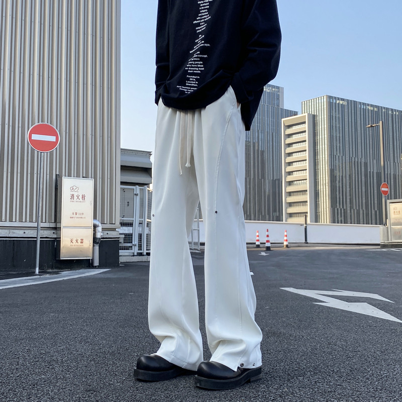 2025新款潮流拼接柳钉微喇叭西裤休闲裤长裤504-K828-P55控78,男装西裤,星座504