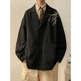 24新中式风刺绣小西装潮流小众外套504-W23-P85控108，男装西服套装，星座504