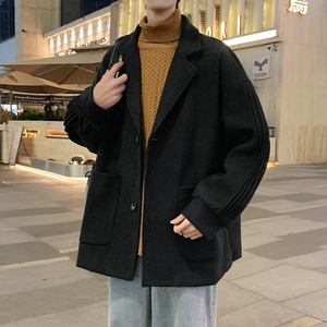 25新款男女情侣宽松短款毛呢大衣风衣上衣潮504-F17-P75控118图片