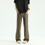 美式高街垂坠感微喇工装纽扣西裤宽松休闲长裤504-K198-P50控78，男装休闲裤，星座504