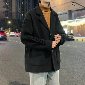 25新款男女情侣宽松短款毛呢大衣风衣上衣潮504-F17-P75控118图片