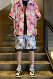 23夏季抖音新款印花衬衣短袖男女同款花衬衫504-W690-P45控59，男装T恤，星座504