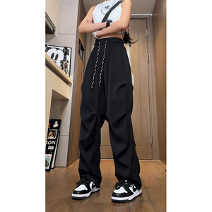 26新款褶皱垂感直筒小西裤休闲裤直播长裤潮504-K173-P55控78，男装西裤，星座504