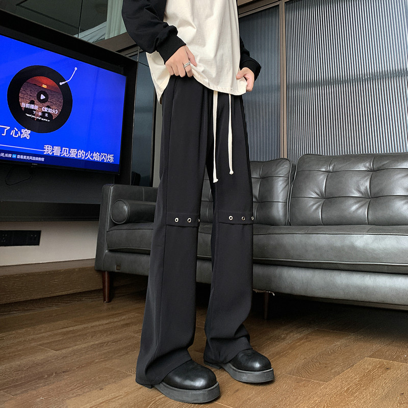 微喇西裤垂坠感高级感痞帅解构拼接休闲长裤504-K172-P50,男装西裤,星座504