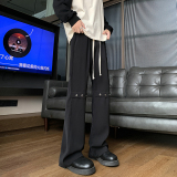 微喇西裤垂坠感高级感痞帅解构拼接休闲长裤504-K172-P50，男装西裤，星座504