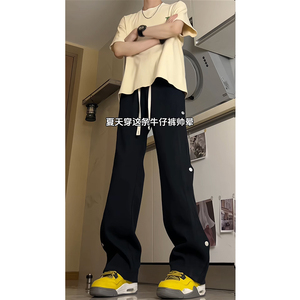 2026新款潮流高级感牛仔裤直筒裤休闲裤长裤子潮504-K836-P55控78图片