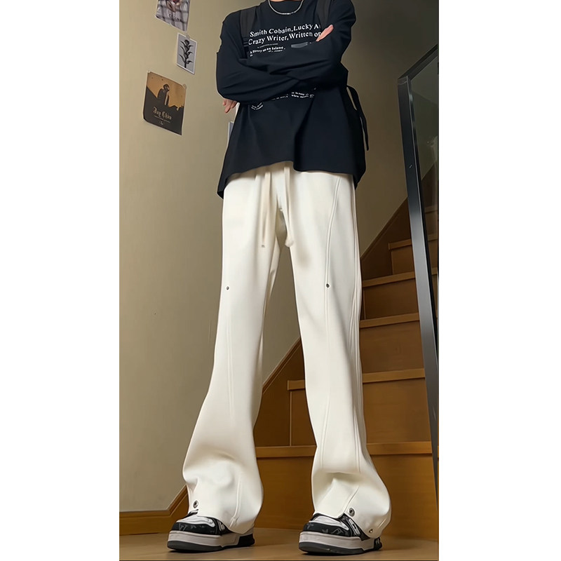 2026新款美式高级感拼接柳钉微喇叭西裤休闲长裤504-K828-P40,男装休闲裤,星座504