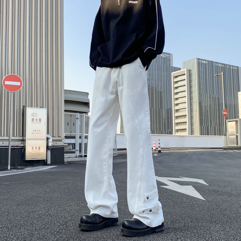 2026新款美式高街拼接牛仔裤潮流微喇叭裤长裤504-K185-P55控78,男装牛仔裤,星座504