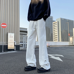 2026新款美式高街拼接牛仔裤潮流微喇叭裤长裤504-K185-P55控78图片