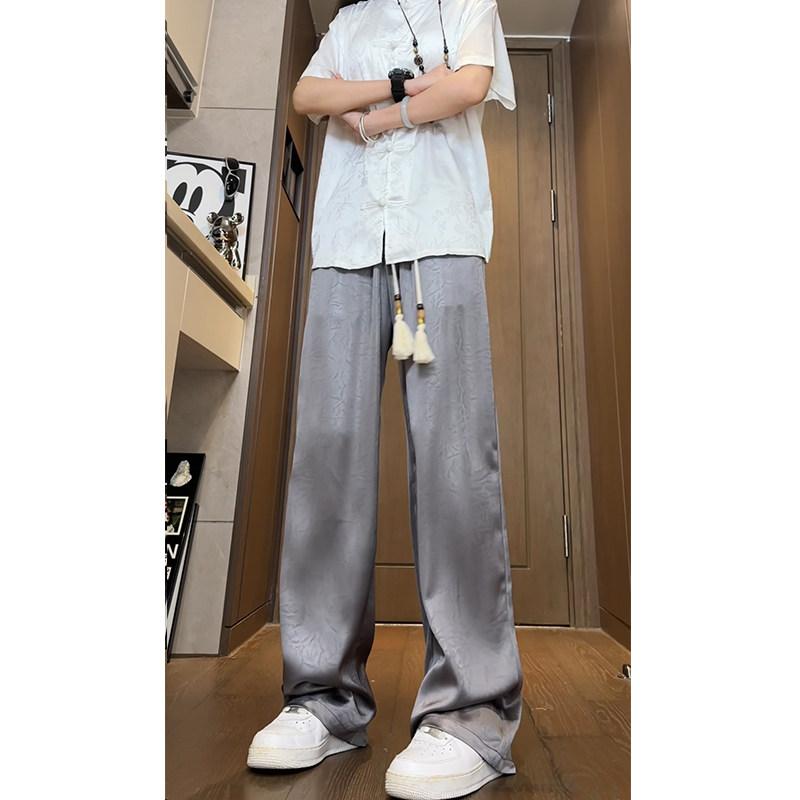 新中式风缎面丝滑西裤高级感潮牌垂感休闲长裤504-K839-P45控68图片