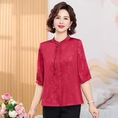 夏装 中老年女装 衬衣开衫 文君2025新款 时尚 洋气妈妈款 上衣显瘦款