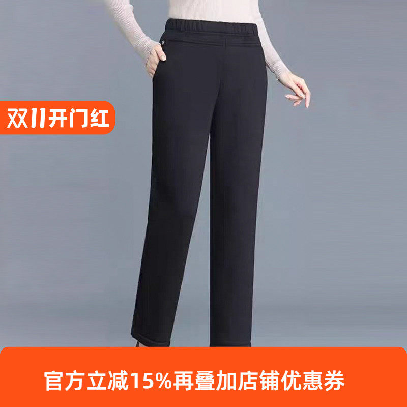 尚贝里加绒加厚高腰妈妈裤子冬装长裤奶奶裤羊羔绒松紧腰直筒