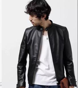 新西兰羊皮,IDEAL拉链!小立领 男士真皮皮衣