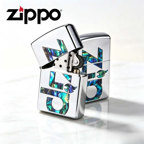 Zippo打火机彩贝贝壳双面标志