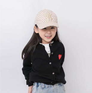 童装新款2025男女童中大童针织开衫毛衣外套刺绣爱心亲子款母女装