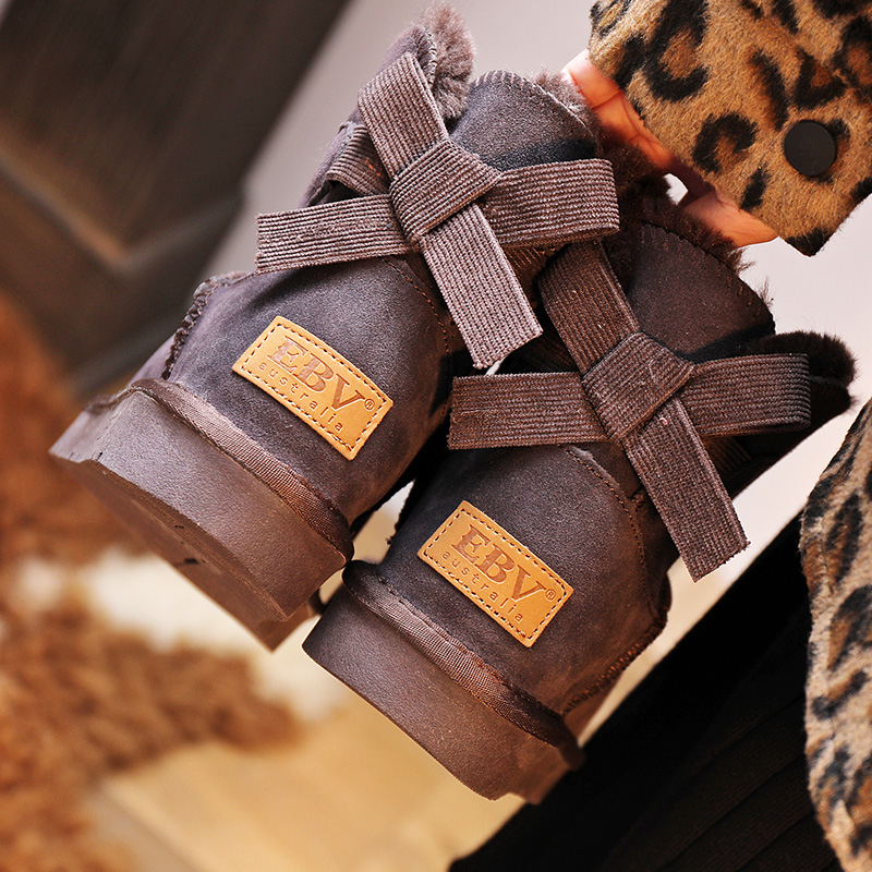 新款蝴蝶结加绒加厚防滑保暖棉鞋