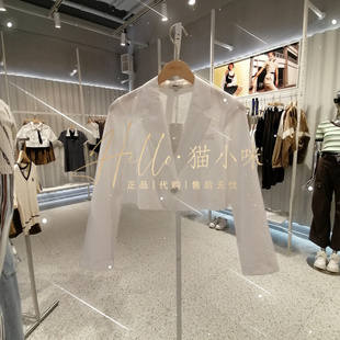 ONLY 2023秋季 专柜正品 外套123308006 皇冠店 女丝光暗纹短款 西装