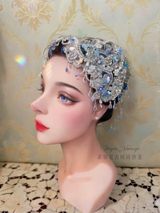 菲尔手作 vintage盖茨比复古风仿珍珠水钻闪亮头饰-幻彩紫款 现货