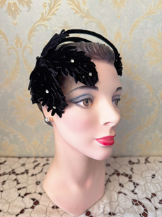 售罄 天鹅湖vintage西洋古董帽子丝绒夹头复古着女帽饰中古头饰