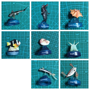 海洋堂深海生物瓶盖摆件潜水艇海猪抹香鲸管状蠕虫粗鳍鱼