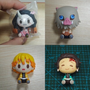 万代鬼灭之刃豆豆眼坐姿粘土人摆件灶门炭治郎我妻善逸嘴平伊之助